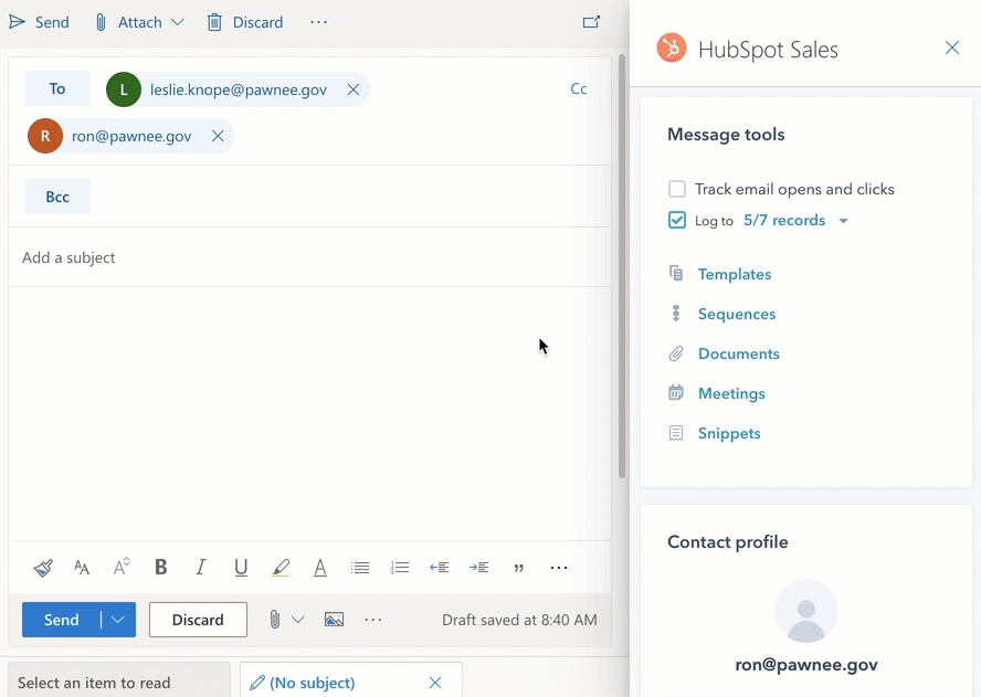 Track and log emails with the HubSpot Sales Office 365 addin